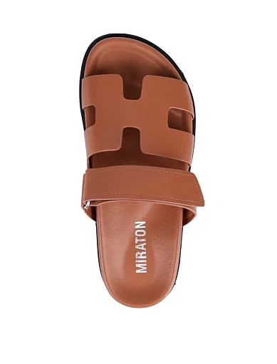 Жіночі шльопанці Attizzare шкіряні коричневі - фото 2 - Miraton