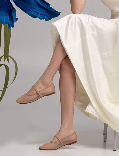 Жіночі балетки MIRATON із сітки бежеві - фото 2 - Miraton