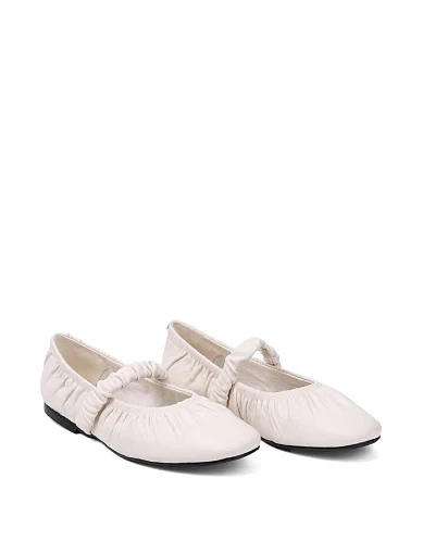 Жіночі балетки MIRATON шкіряні рисового кольору - фото 3 - Miraton