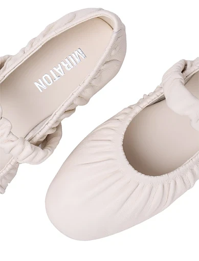 Жіночі балетки MIRATON шкіряні рисового кольору - фото 5 - Miraton