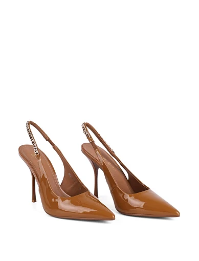 Жіночі туфлі слінгбеки MiaMay лакові бежеві - фото 4 - Miraton