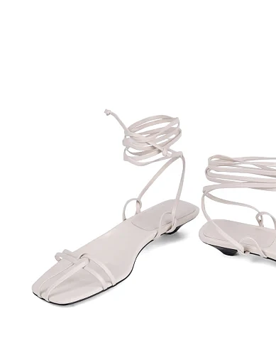 Жіночі босоніжки MIRATON шкіряні рисового кольору - фото 3 - Miraton