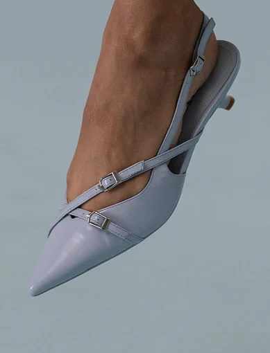 Жіночі туфлі слінгбеки MIRATON лакові блакитні жіночі - фото 2 - Miraton