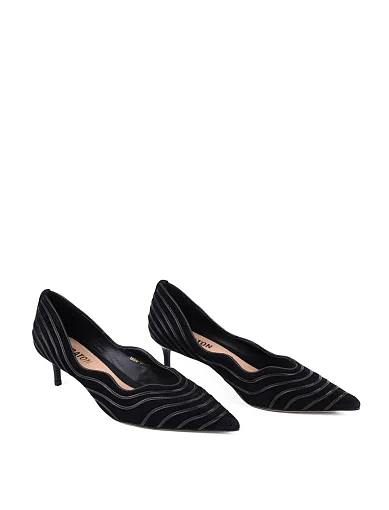 Жіночі туфлі човники MIRATON велюрові чорні - фото 3 - Miraton