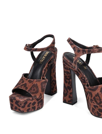 Жіночі босоніжки MIRATON велюрові леопардові - фото 2 - Miraton