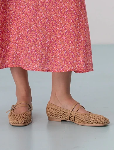 Жіночі балетки MIRATON шкіряні бежеві - фото 2 - Miraton