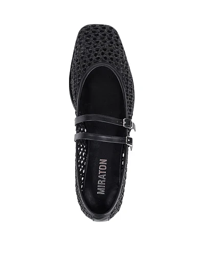 Жіночі балетки MIRATON шкіряні чорні - фото 2 - Miraton