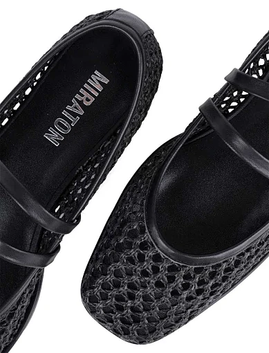 Жіночі балетки MIRATON шкіряні чорні - фото 5 - Miraton