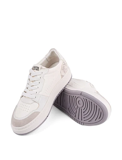 Женские кеды MIRATON кожаные молочного цвета - фото 2 - Miraton