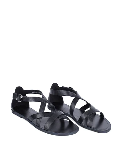 Жіночі сандалі MIRATON шкіряні чорні - фото 4 - Miraton