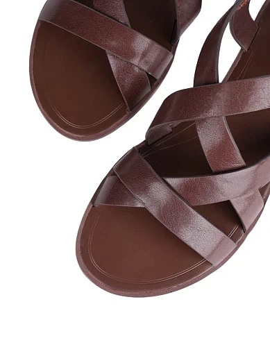 Жіночі сандалі MIRATON шкіряні коричневі - фото 5 - Miraton