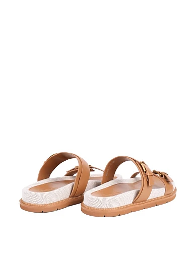 Женские шлепанцы MIRATON кожаные коричневые - фото 4 - Miraton