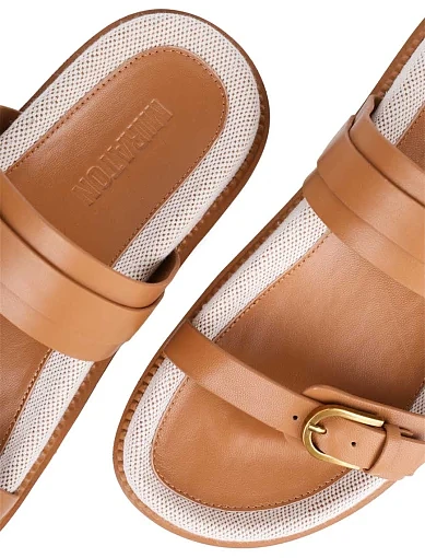 Женские шлепанцы MIRATON кожаные коричневые - фото 5 - Miraton