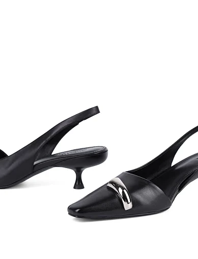 Жіночі туфлі слінгбеки MIRATON шкіряні чорні - фото 2 - Miraton