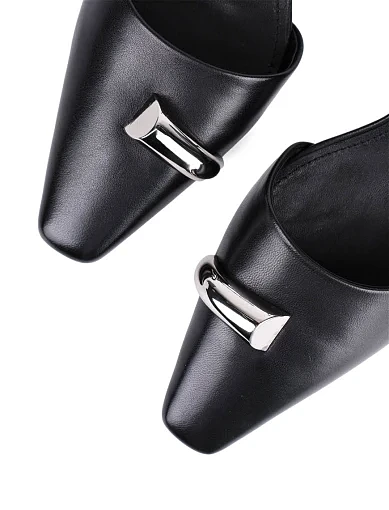 Жіночі туфлі слінгбеки MIRATON шкіряні чорні - фото 5 - Miraton