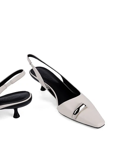 Жіночі туфлі слінгбеки MIRATON шкіряні рисового кольору - фото 3 - Miraton