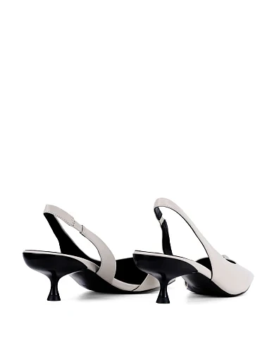 Жіночі туфлі слінгбеки MIRATON шкіряні рисового кольору - фото 5 - Miraton