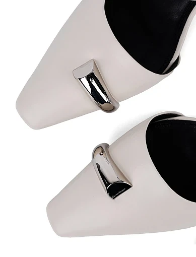 Жіночі туфлі слінгбеки MIRATON шкіряні рисового кольору - фото 6 - Miraton