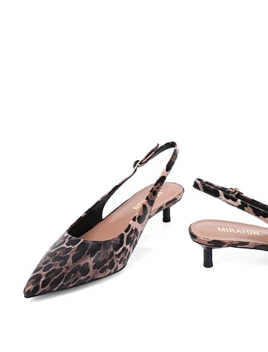 Жіночі туфлі слінгбеки MIRATON шкіряні леопардові(203-24102-68-8) - фото 2 - Miraton
