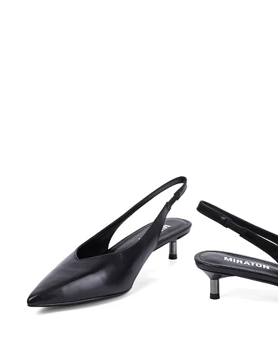 Жіночі туфлі слінгбеки MIRATON шкіряні чорні - фото 2 - Miraton