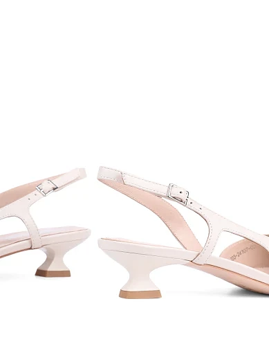 Женские туфли слингбеки MIRATON кожаные рисового цвета - фото 2 - Miraton