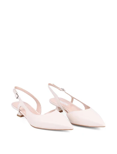 Женские туфли слингбеки MIRATON кожаные рисового цвета - фото 3 - Miraton