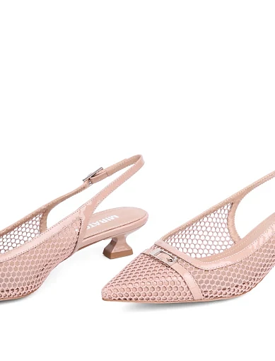 Женские туфли слингбеки MIRATON лаковые бежевые - фото 2 - Miraton