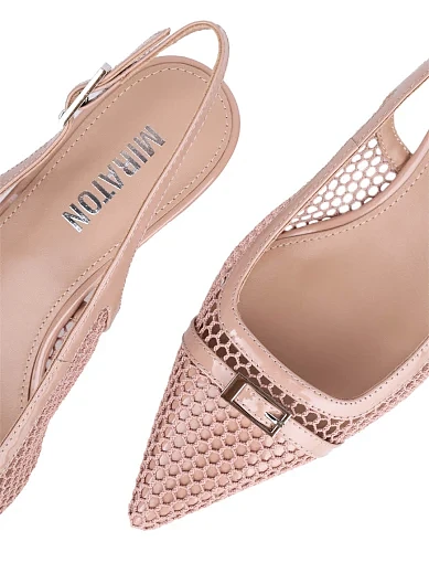 Женские туфли слингбеки MIRATON лаковые бежевые - фото 5 - Miraton