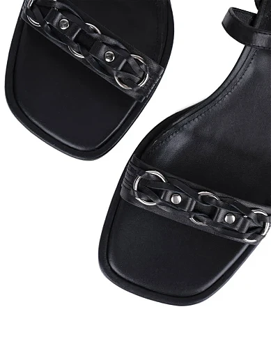 Жіночі босоніжки Attizzare шкіряні чорні - фото 5 - Miraton