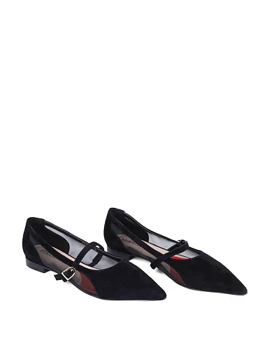 Жіночі балетки MIRATON велюрові чорні - фото 3 - Miraton