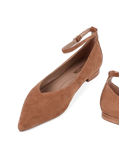 Жіночі балетки MIRATON велюрові бежеві - фото 4 - Miraton