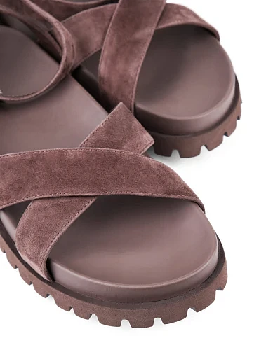 Жіночі сандалі MIRATON велюрові коричневі - фото 5 - Miraton