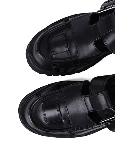 Жіночі туфлі слінгбеки MIRATON шкіряні чорні - фото 5 - Miraton