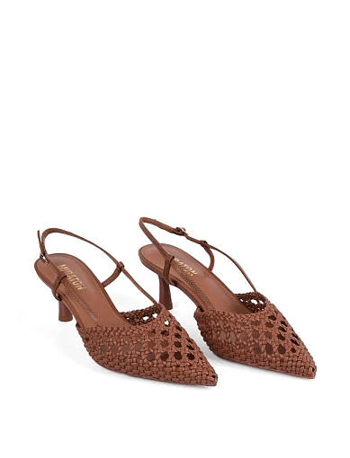Жіночі туфлі слінгбеки MIRATON шкіряні коричневі - фото 4 - Miraton