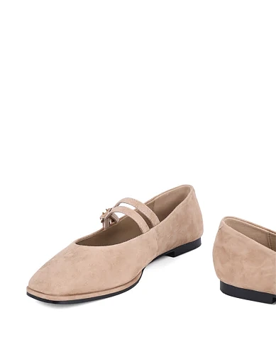 Жіночі балетки Мері Джейн MIRATON велюрові бежеві - фото 2 - Miraton