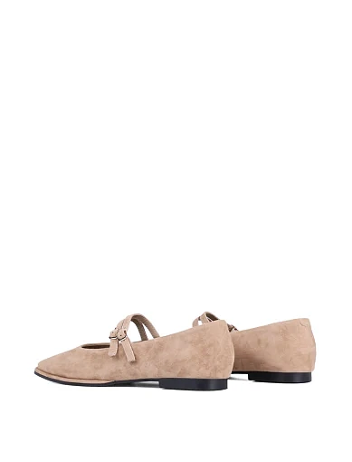 Жіночі балетки Мері Джейн MIRATON велюрові бежеві - фото 4 - Miraton