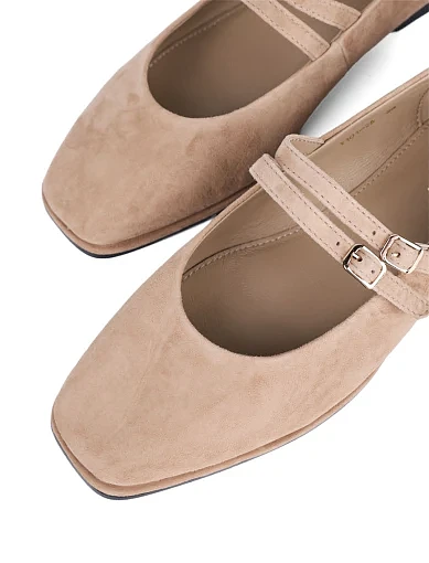 Жіночі балетки Мері Джейн MIRATON велюрові бежеві - фото 5 - Miraton