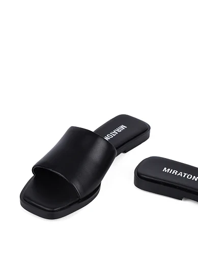 Жіночі шльопанці MIRATON шкіряні чорні - фото 4 - Miraton