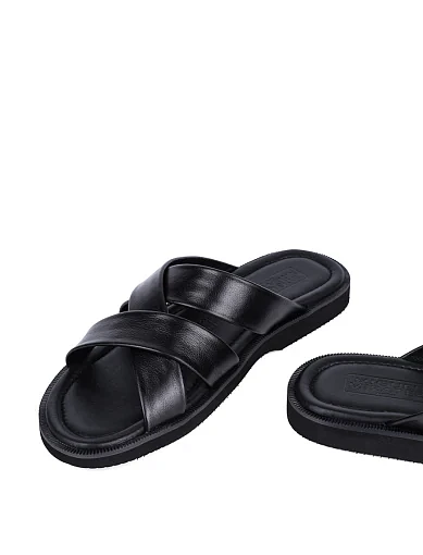 Мужские шлепанцы Miguel Miratez кожаные черные - фото 2 - Miraton