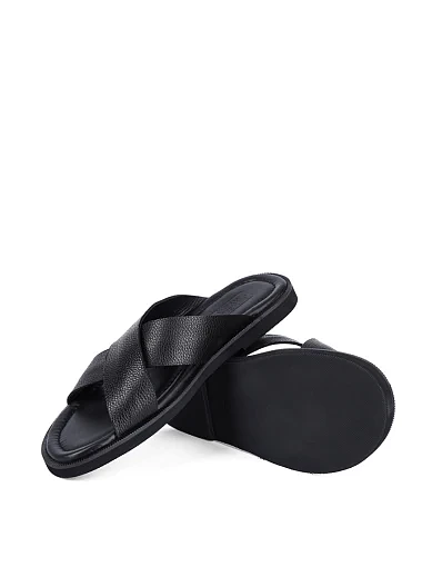 Мужские шлепанцы Miguel Miratez кожаные черные - фото 2 - Miraton