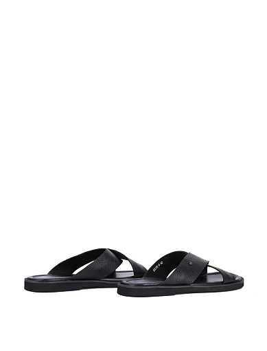 Мужские шлепанцы Miguel Miratez кожаные черные - фото 4 - Miraton