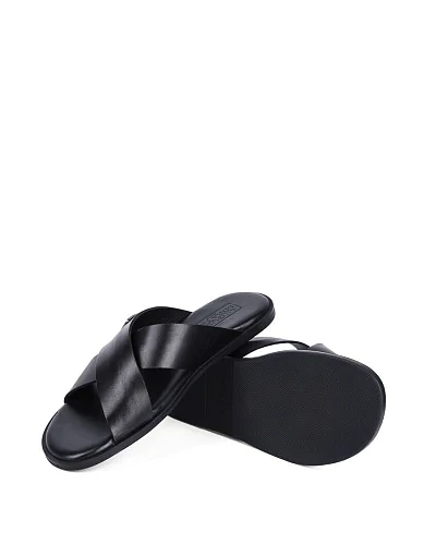 Мужские шлепанцы Miguel Miratez кожаные черные - фото 2 - Miraton