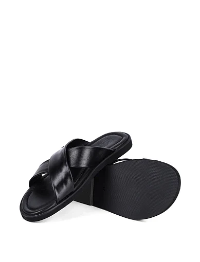 Чоловічі шльопанці Miguel Miratez шкіряні чорні (KB535-1-18) - фото 2 - Miraton