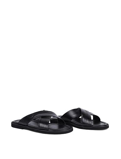 Чоловічі шльопанці Miguel Miratez шкіряні чорні (KB535-1-18) - фото 3 - Miraton