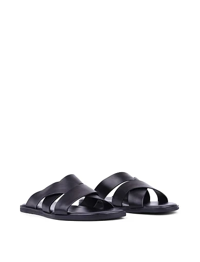 Мужские шлепанцы Miguel Miratez кожаные черные - фото 3 - Miraton