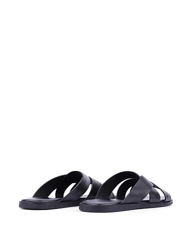 Мужские шлепанцы Miguel Miratez кожаные черные - фото 4 - Miraton