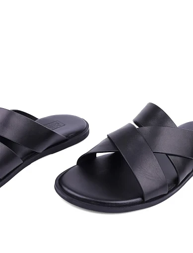 Мужские шлепанцы Miguel Miratez кожаные черные - фото 5 - Miraton