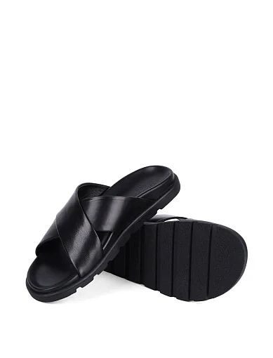 Чоловічі шльопанці Miguel Miratez шкіряні чорні (JL2028-01) - фото 2 - Miraton