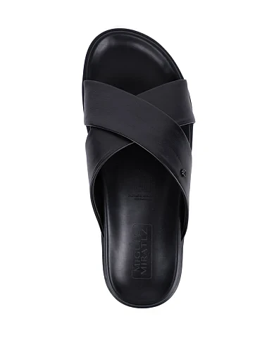 Чоловічі шльопанці Miguel Miratez шкіряні чорні (JL2028-01) - фото 5 - Miraton