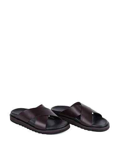 Чоловічі шльопанці Miguel Miratez шкіряні коричневі (JL3110-3) - фото 3 - Miraton